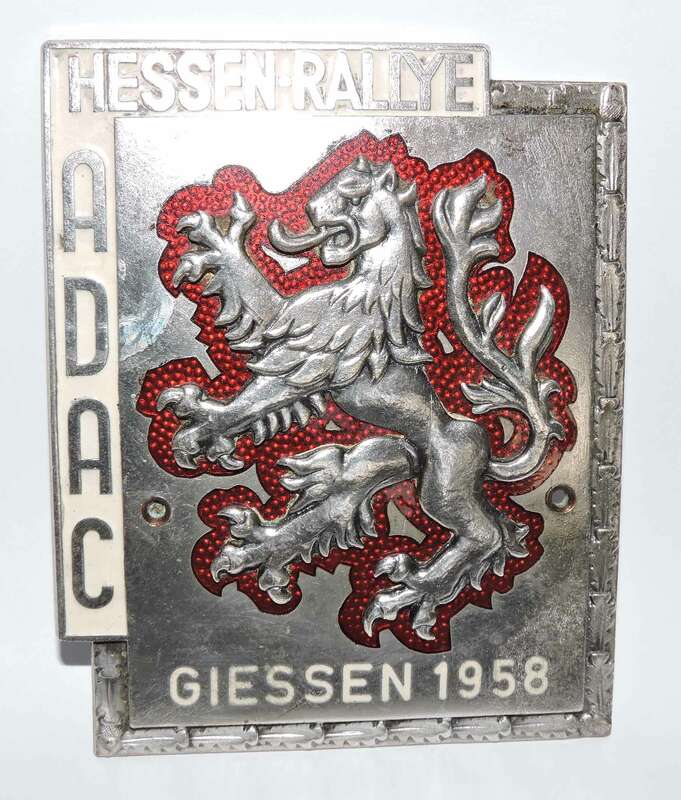 Giessen1958ADAC_Hessen-RallyeGrilleBadgeJerryHausslerAutomobilia