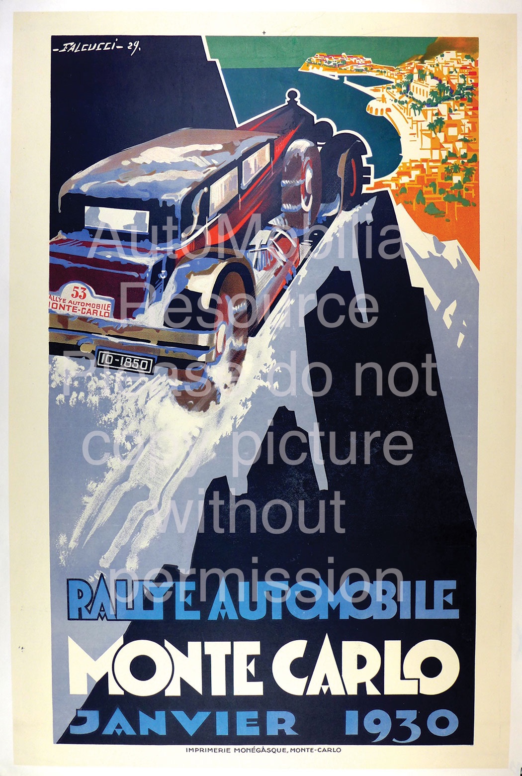 Monte Carlo Janvier 1930 Vintage Poster