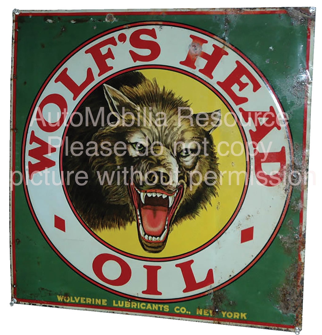 Wolfs Head Oil Sign Wolverine Lubricants Co New York
